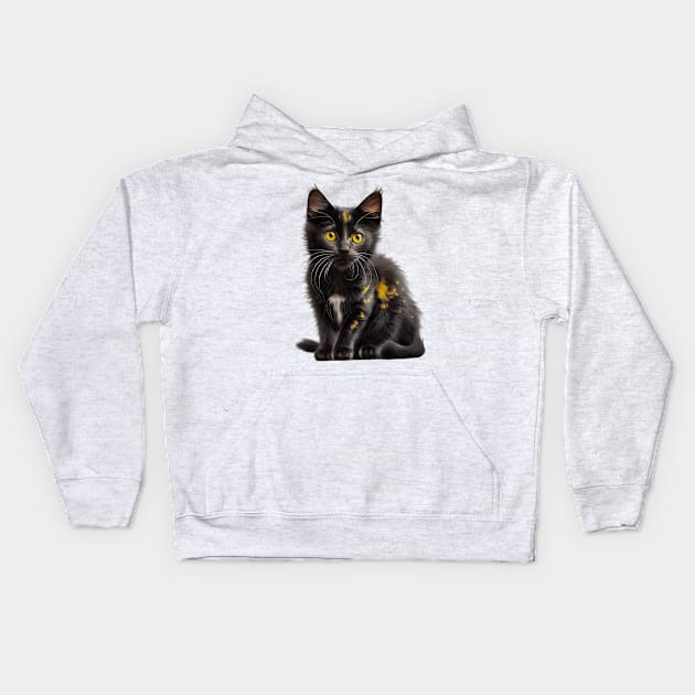 MY LITTLE CAT WITH EYES YELLOW Kids Hoodie by JequiPrint